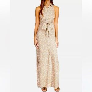Michael Kors Beige Giraffe print Maxi Dress